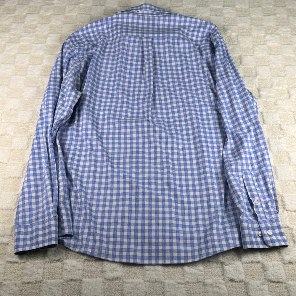 Johnnie-O Performance Gingham Button Down Shirt Mens XL Blue White Plaid Bamboo - Picture 12 of 12